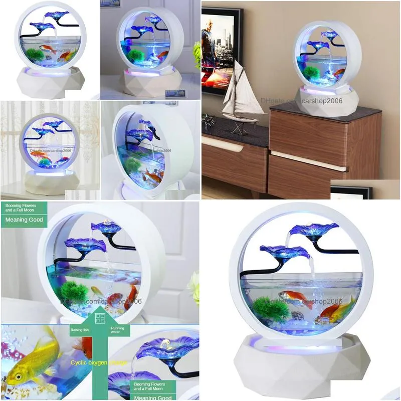 aquariums goldfish bowl decoration living room small ecological desktop household ultra white glass creative replacement aquarium