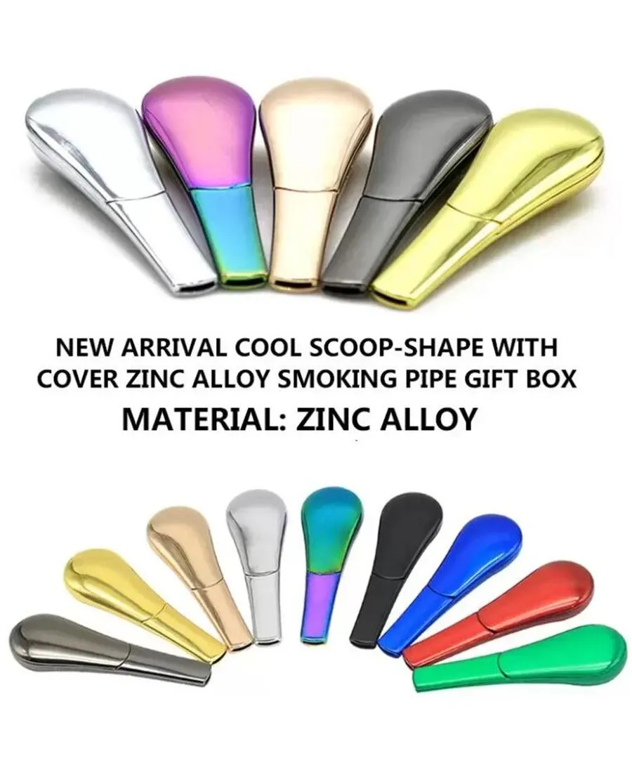 Rainbow Cigarette Tobacco Pipes Metal Magne Zinc Alloy Hand Spoon Magnetic diameter Smoking Pipe 8 Colors FY3657 1108