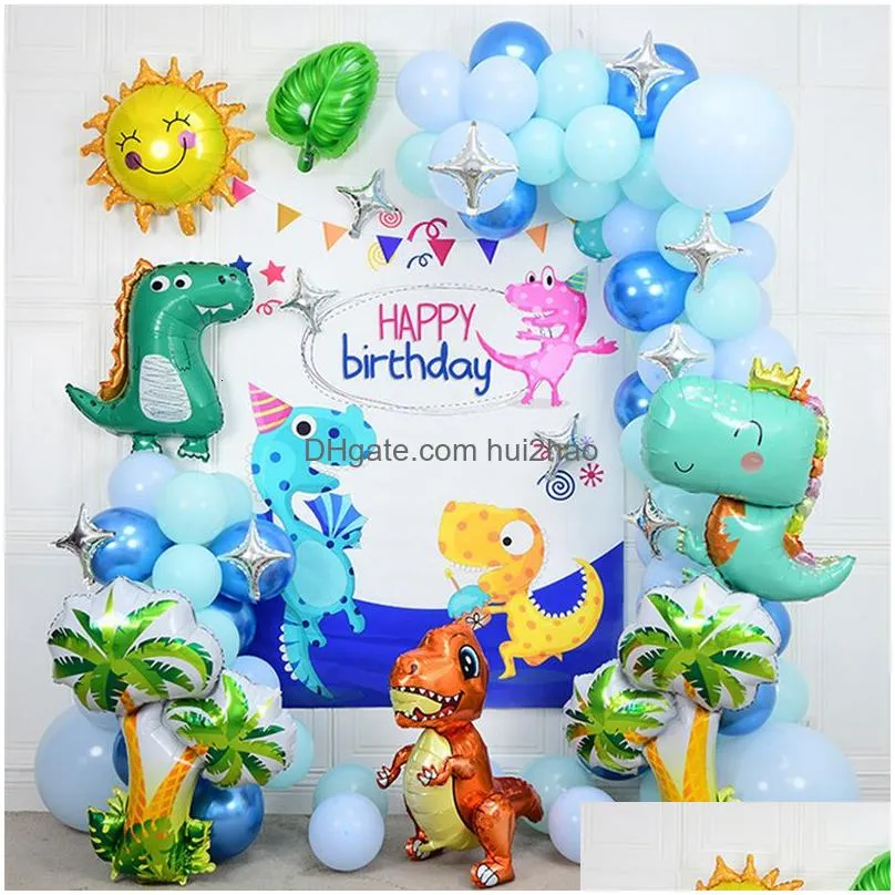 other event party supplies 1set dinosaur foil balloons garland arch kit latex balloon chain forest animals birthday decorations kids toys baby shower