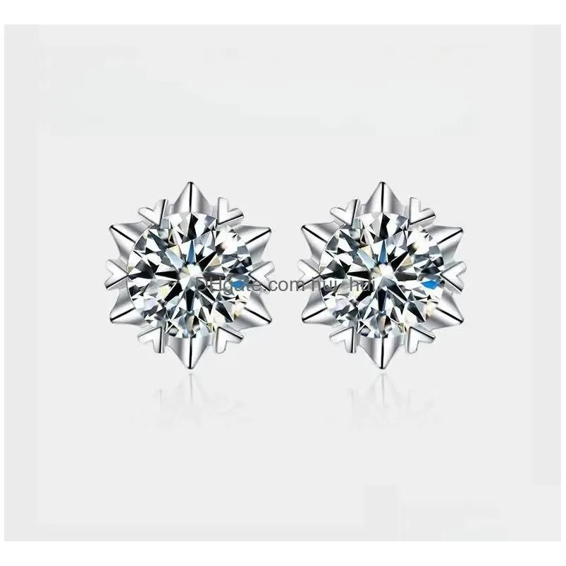 0.5-1ct moisanne snowflake earrings 925 silver earrings temperament earrings engagement wedding anniversary gift for ladies