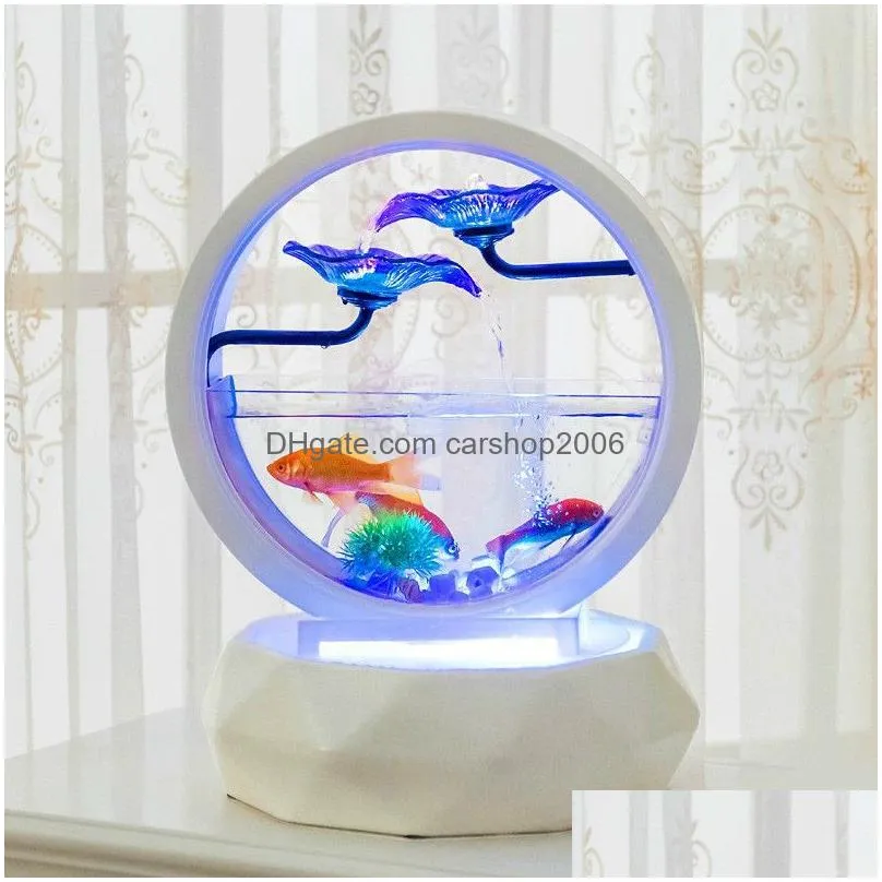 aquariums goldfish bowl decoration living room small ecological desktop household ultra white glass creative replacement aquarium