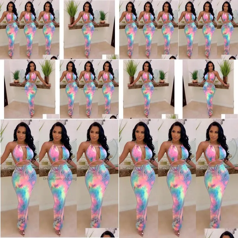 women summer tie dye print halter neck cut out open back sexy party club night midi