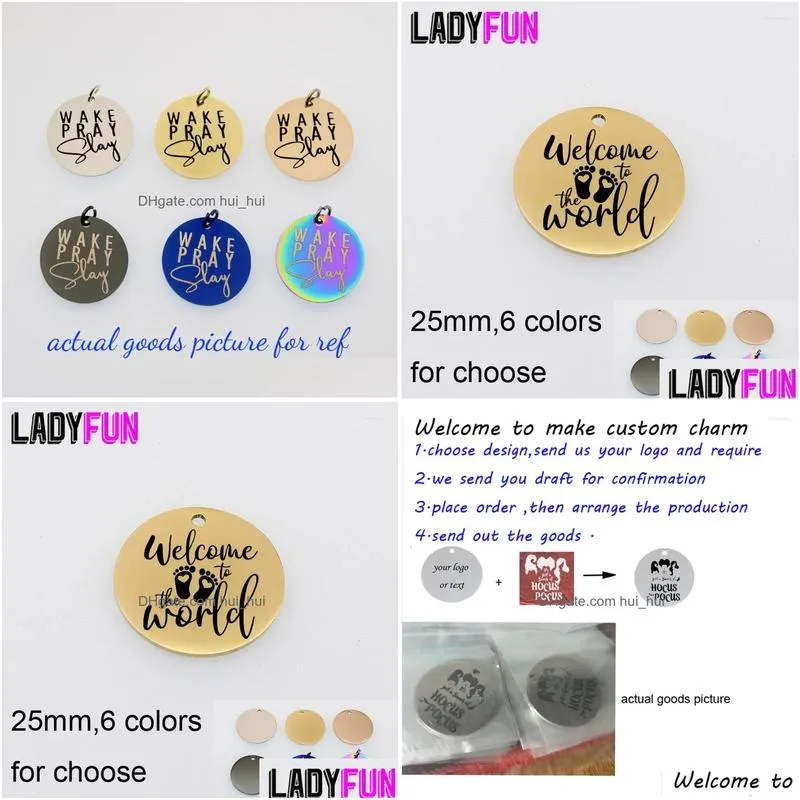 charms 5pcs welcome to the world babys stainless steel laser diy pendant for jewelry making