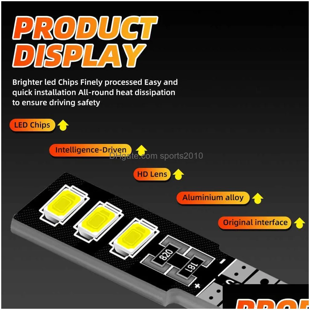 Decorative Lights New 10Pcs Car Signal Lamp W5W T10 Led Bbs Canbus 5630 6Smd 12V 6000K 194 168 Ledclearance Lights Reading License Dro Dhy6X