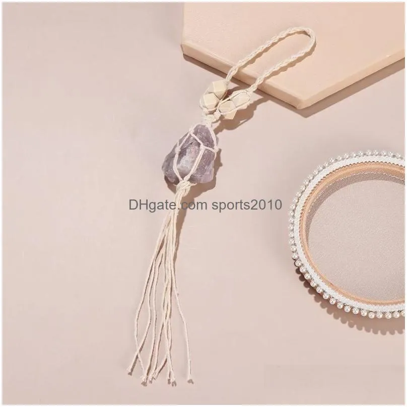 Interior Decorations Car Accessories Ornament Natural Amethyst And Rose Quartz Healing Crystals Hanging For Home Party Decor242Y Drop Dhew6
