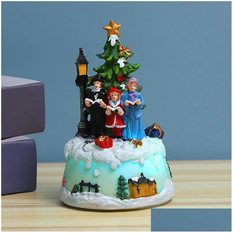  christmas music luminous cabin resin crafts christmas decoration gifts christmas ornaments