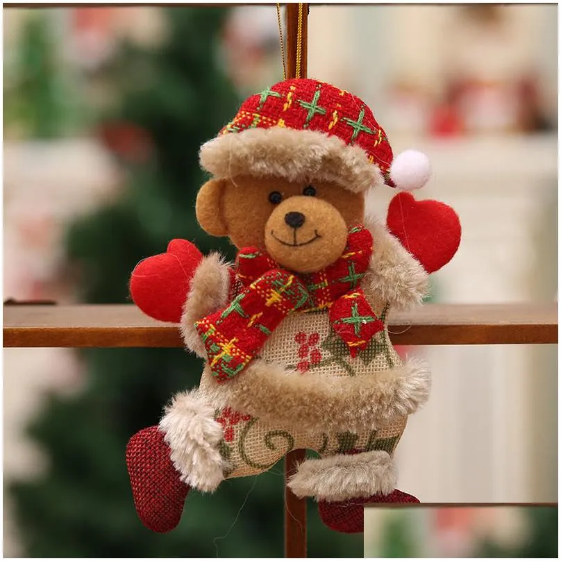 christmas tree accessories christmas little doll dancing old man snowman deer bear fabric puppet small pendant gift