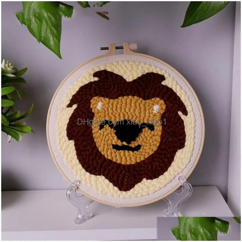 diy handmade home decoration cotton embroidery material bag with russian punching embroidery thread drawing decompression tool