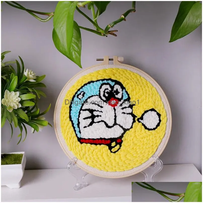 netizen handmade decompression cotton fabric embroidery with circular pattern material bag embroidered by woolen thread