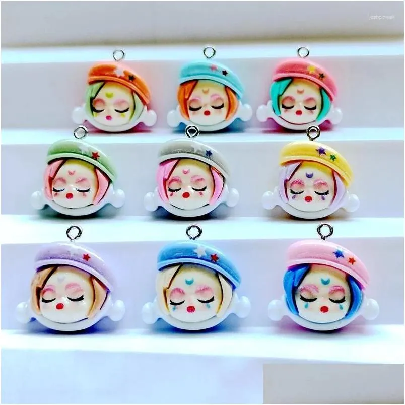 charms 10pcs cute shiny cartoon makeup girl resin pendant fashion dangle diy necklace bracelet earrings keychain accessories s068