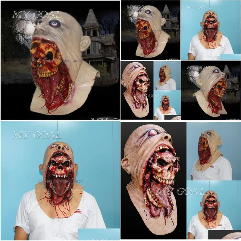 halloween latex bloody mask zombie face melting walking dead horror costume party prop5934106