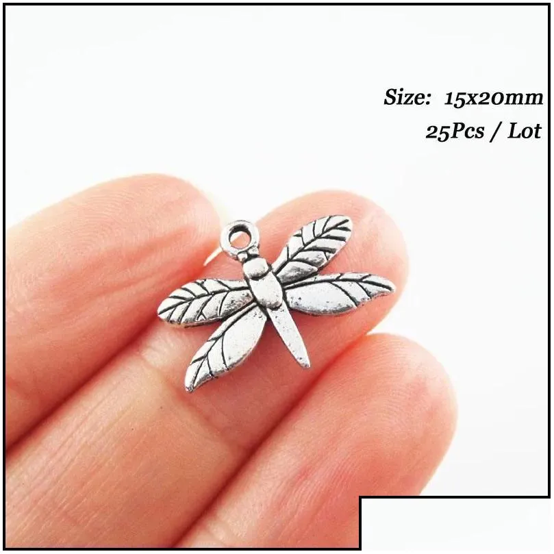 Charms Fashion Lovely Animal Dragonfly Tibetan Sier Plated Pendants For Gifts Jewelrycharms Drop Delivery Dh5V3