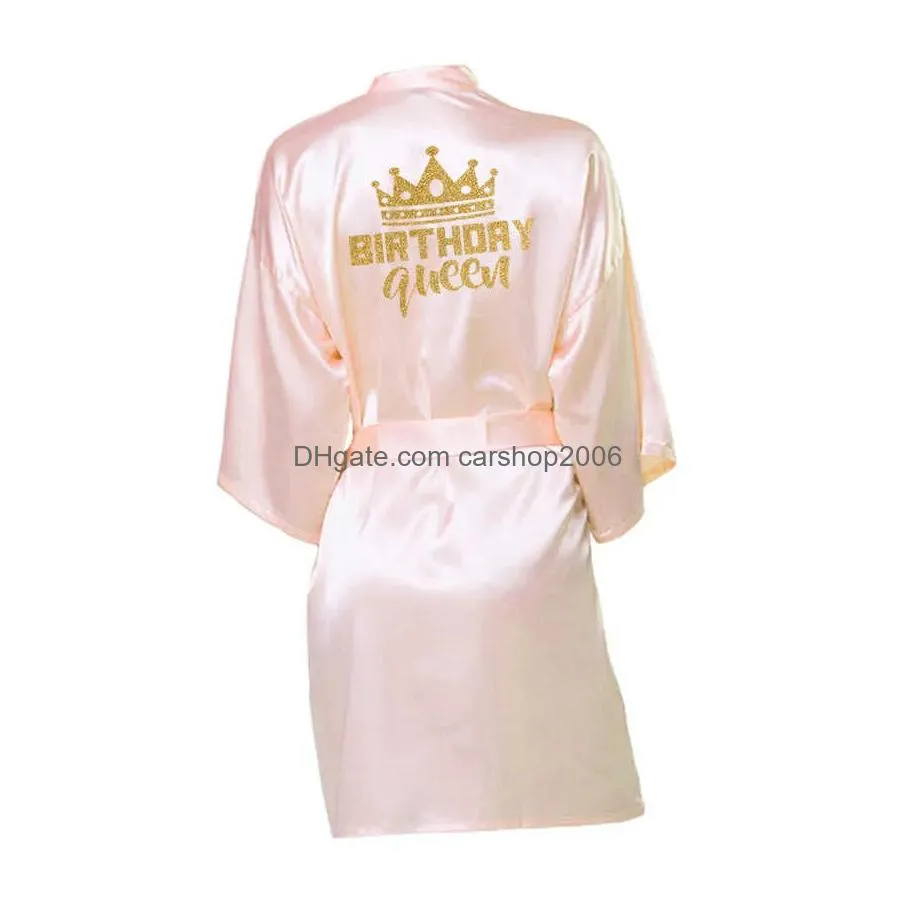birthday party queen squad robes satin pajamas robe dressing gown personalized 210924