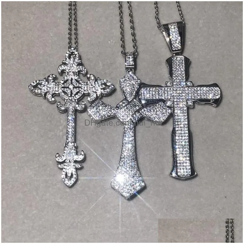 chains original 925 silver exquisite bible jesus cross pendant necklace women men luxury fine jewelry crucifix charm simulated