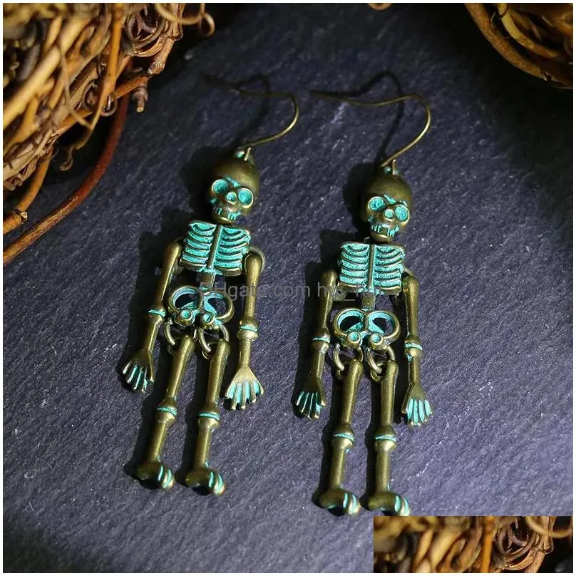 carnival halloween dark punk skull earrings for both men and women