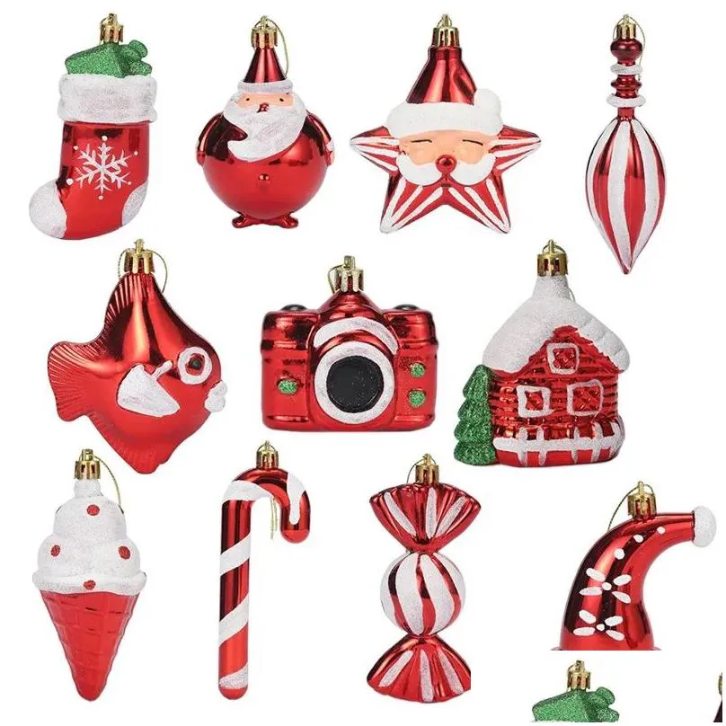 christmas decorations ice cream snowman house five-pointed star crutch combination hanging decoration childrens christmas tree