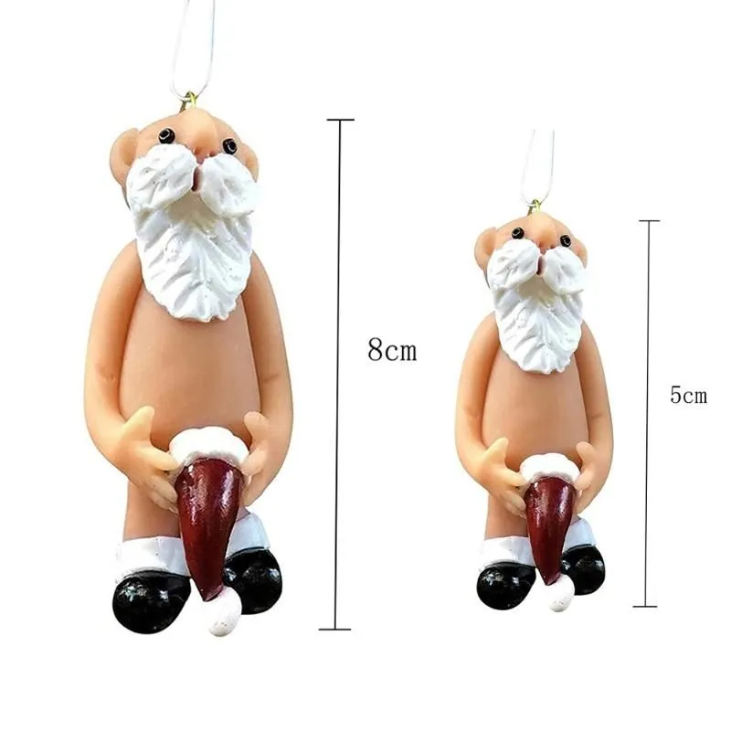 Christmas Decorations 24PCS Funny Naked Santa Claus Hanging Pendant MaleFemale Tree 2022 Year Resin Gifts Home Party