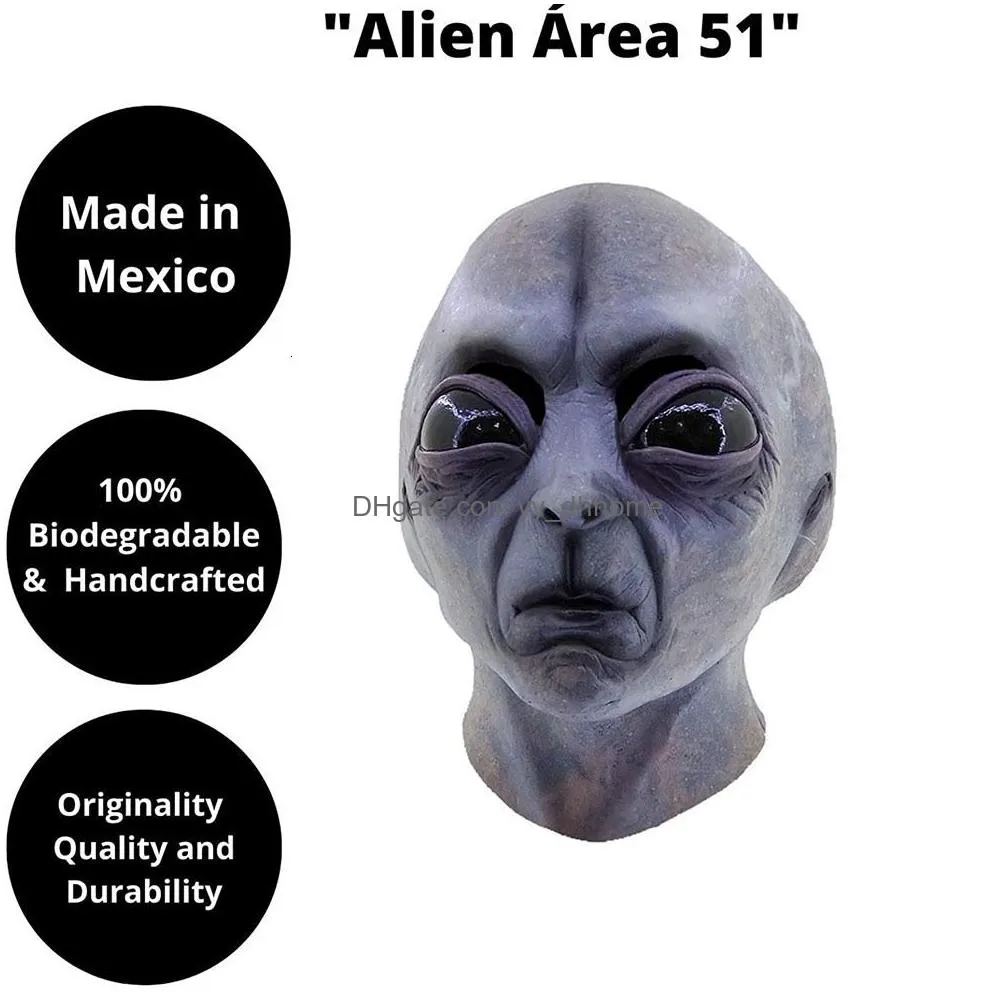 party masks area 51 alien helmet mask halloween cosplay horror funny latex full headdress mascaras costume masquery 230901