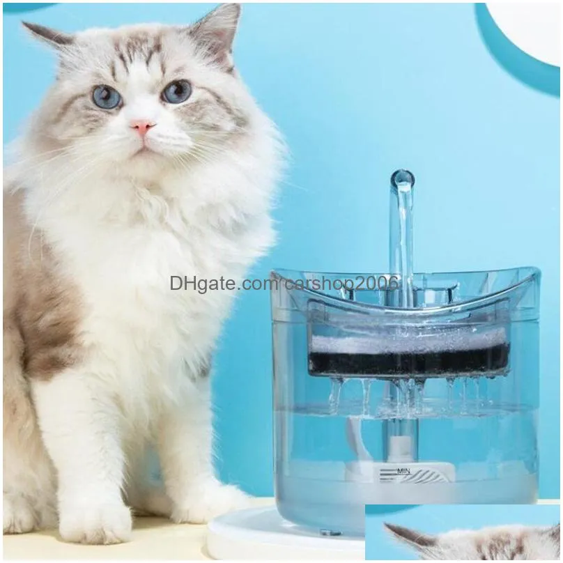 1.8l pet water dispenser with faucet transparent filter quiet automatic drinking fountain for cats dogs sensor kit 220323