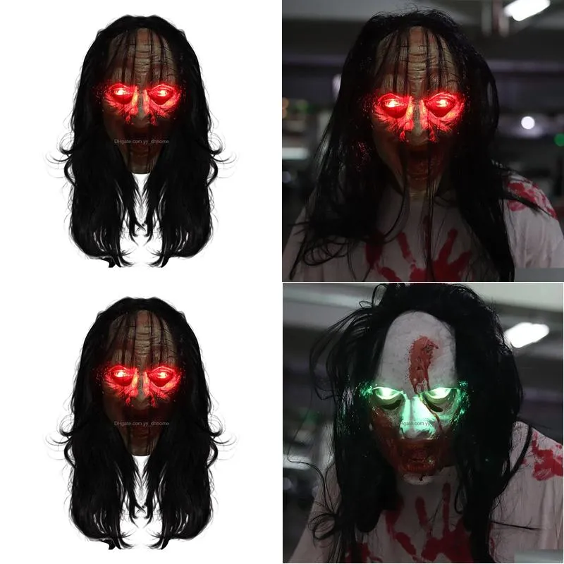 party masks halloween mask luminous eye terror scary cosplay costume adults zombie headgear ghost funny horror toy 230901