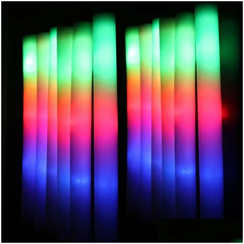 rgb led glow foam stick cheer tube colorful light glow in the dark birthday wedding party supplies festival party decorations jn13