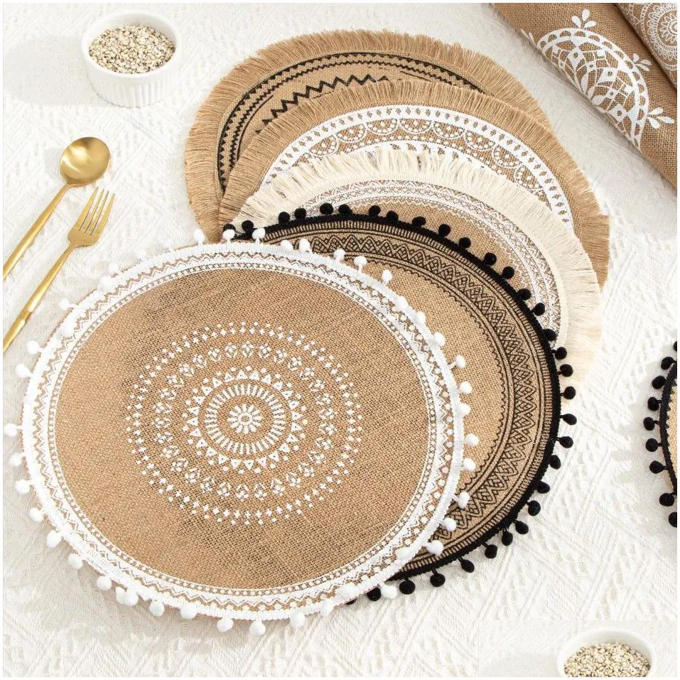 mats home creative cotton braid coaster handmade macrame cup cushion bohemia style non-slip cup mat