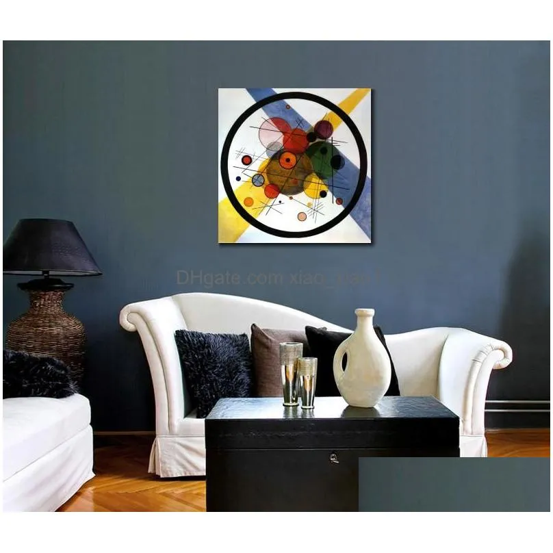 paintings hand painted wall picture wassily kandinsky oil paintings circles in circle modern canvas art for office room wall hall