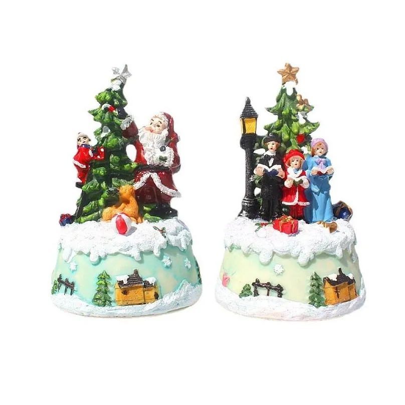  christmas music luminous cabin resin crafts christmas decoration gifts christmas ornaments