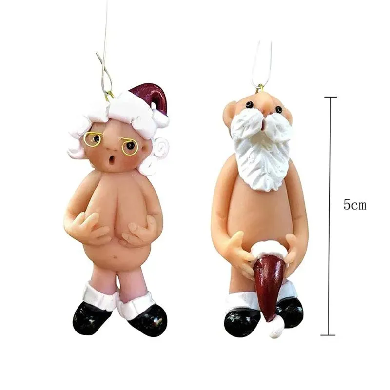 Christmas Decorations 24PCS Funny Naked Santa Claus Hanging Pendant MaleFemale Tree 2022 Year Resin Gifts Home Party