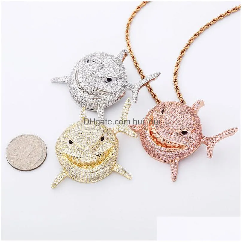 hip hop rapper small size 6ix9ine shark pendant necklace 18k gold plated mens hip hop jewelry gift6585667