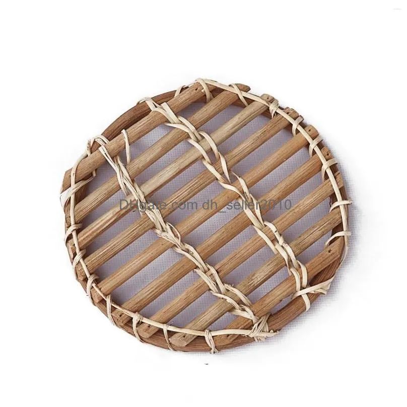 Mats & Pads Table Mats Natural Rattan Placemat Dining Round Tea Cup Place Vintage Drink Pad Pot Mat Christmas Decorations For Home Dro Dhjmp