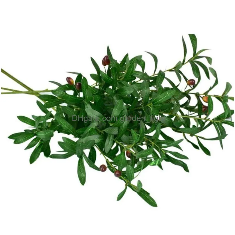 wreaths decorative flowers wreaths artificial olive branch leaves simulation vase green plant silk homemade bouquet home garden