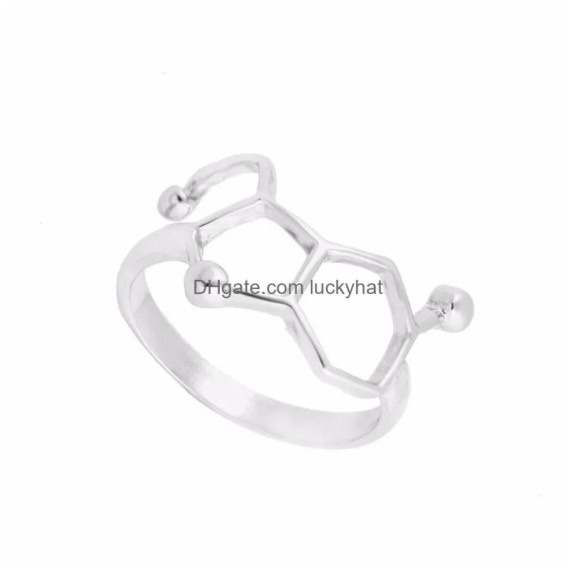 Band Rings Everfast 10Pc Lot Whole Molece Ring Chemistry Jewelry Neurotransmitter Science Women Men Finger Rings Can Mix Color Efr076 Dhbnk