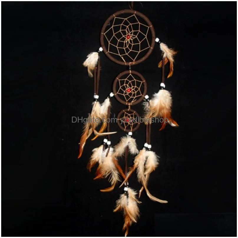 whole round ethnic dream catcher feather home wall hanging decor crafts6821598