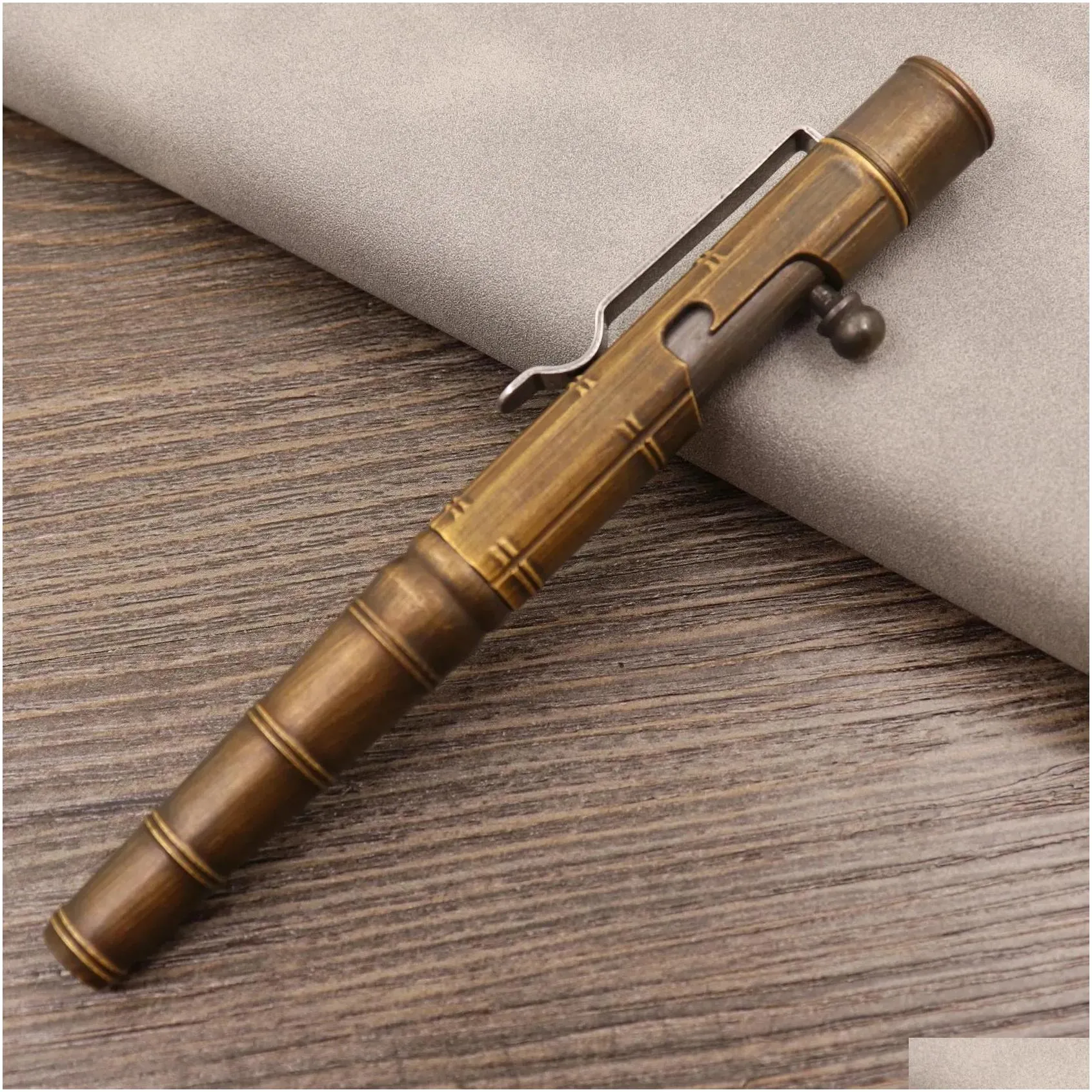 tools bolt action pen solid brass edc pen sixedge pocket pen metal tactical pen with refills and clip signature pen self defense tool