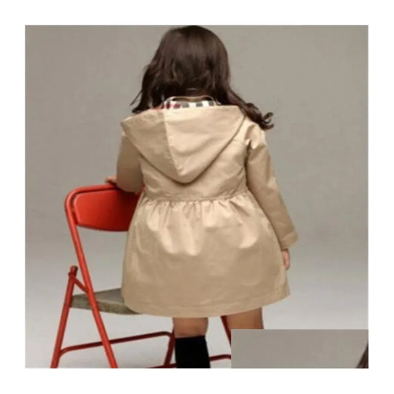  childrens clothing spring autumn girl princess coat solid color medium-long single breasted trench kids girls baby outerwear