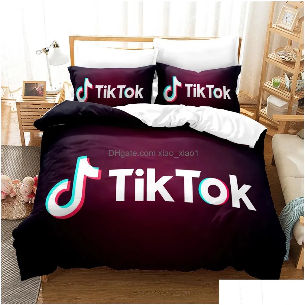 sets populor app tiktok pattern duvet cover with pillow cover bedding set single double twin full queen king size for bedroom decor