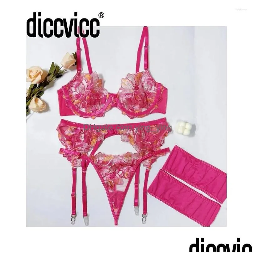 bras sets diccvicc embroidery lingerie transparent sexy lace bra panty set fancy floral underwear woman sensual intimate kit exotic