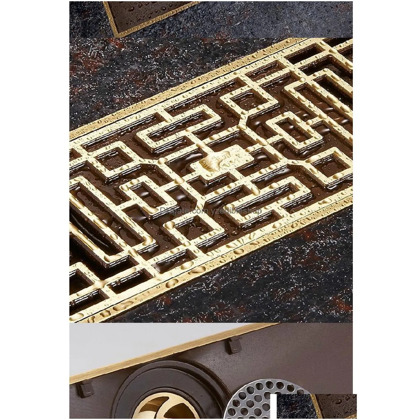 drains antique brass square floor drains bathroom linear shower european drain wire strainer art carved cover waste drainer g50