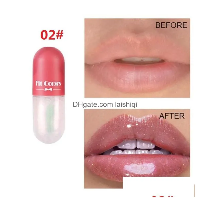 fit colors mini capsule shape lip gloss moisturizing transparent color-changing lipgloss oil plump lips cosmetic makeup