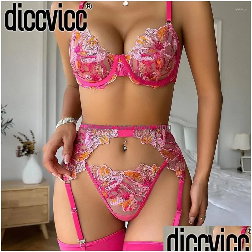 bras sets diccvicc embroidery lingerie transparent sexy lace bra panty set fancy floral underwear woman sensual intimate kit exotic