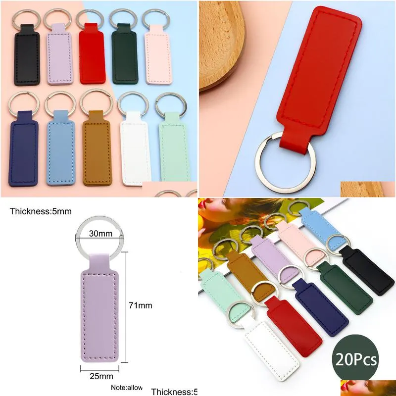 dog collars leashes wholesale 20pcs colorful pu leather keychain tags engraved name gift pendant pet id tag laser engraving blank plate