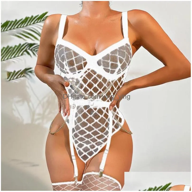 bras sets sexy porn custom womens erotic lingerie set mesh gold chain lace transparent push up bra underpants women body underwear