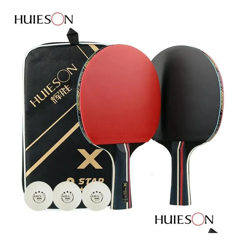 table tennis raquets huieson 3 stars bat pure wood rackets set pong paddle with case balls tenis raquete flcs power1417068