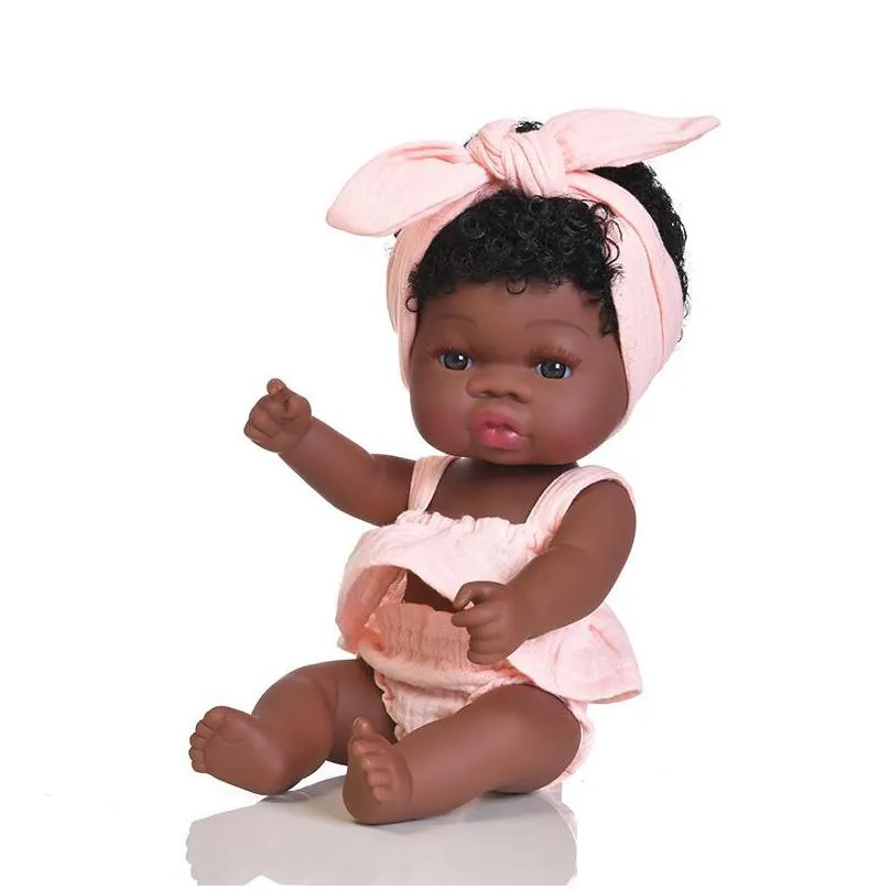 dolls american reborn black 35cm african girl handmade sile soft baby bath play toy childrens christmas gift 220912 drop delivery toys