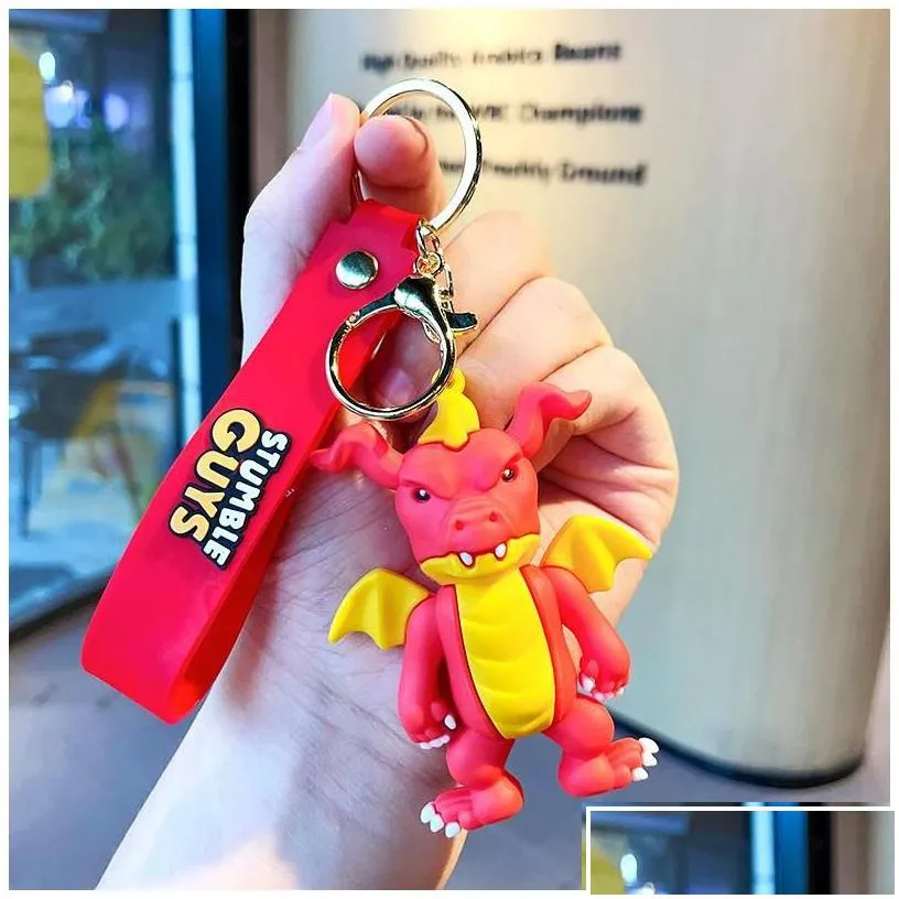 novelty games cute anime keychain charm key ring fob pendant cartoon mini stumbleguys light luxury doll couple students creative valen