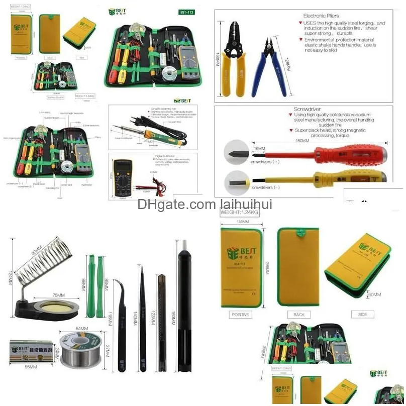 professional hand tool sets 16 in 1 household with screwdrivers soldering iron mtimeter and tweezers for phone laptop pc repair drop d