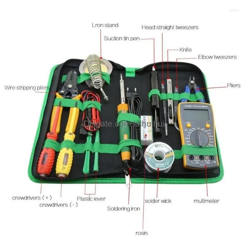 professional hand tool sets 16 in 1 household with screwdrivers soldering iron mtimeter and tweezers for phone laptop pc repair drop d
