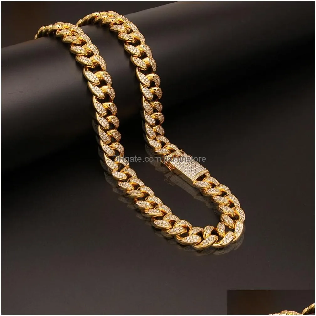 Chains 20Mm 1630Inches Iced Out Fl Bling Cz Triple Lock Hip Hop Cuban Link Chain Necklace For Men Women6033592 Drop Delivery Jewelry N Dh4Dn