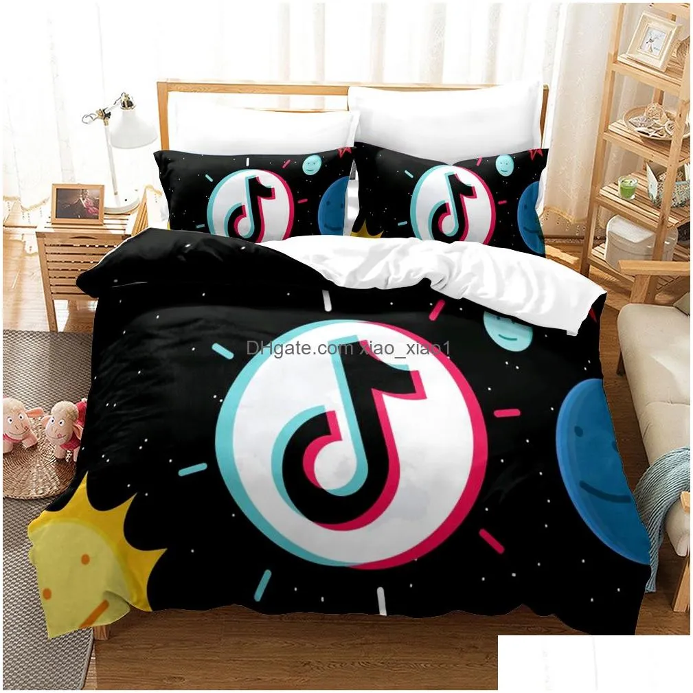 sets populor app tiktok pattern duvet cover with pillow cover bedding set single double twin full queen king size for bedroom decor